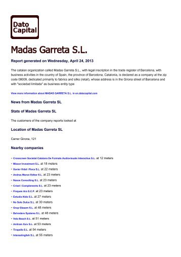 Madas Garreta SL, Spain - Dato Capital