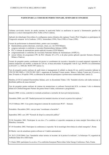 CURRICULUM VITAE BELLABONA FABIO pagina 1 Bellabona ...