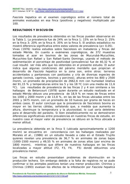 Prevalencia de Fasciola hepatica en ganadería de ... - Veterinaria.org