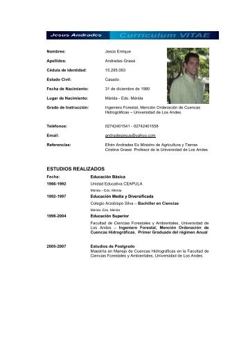 Curriculum Jesus Andrades 2010 - Facultad Ciencias Forestales y ...