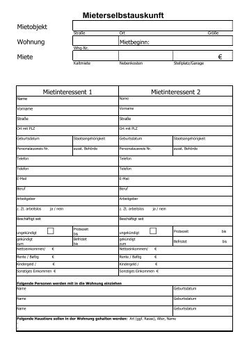 Mieterselbstauskunft - Abakus Immobilien