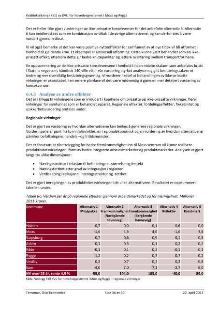 Kvalitetssikring (KS1) av KVU for hovedvegsystemet i Moss og Rygge
