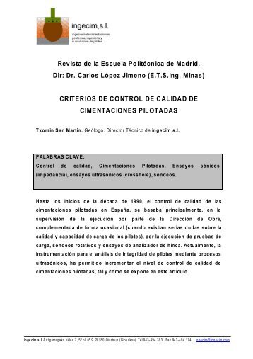 CRITERIOS DE CONTROL DE CALIDAD - ingecim