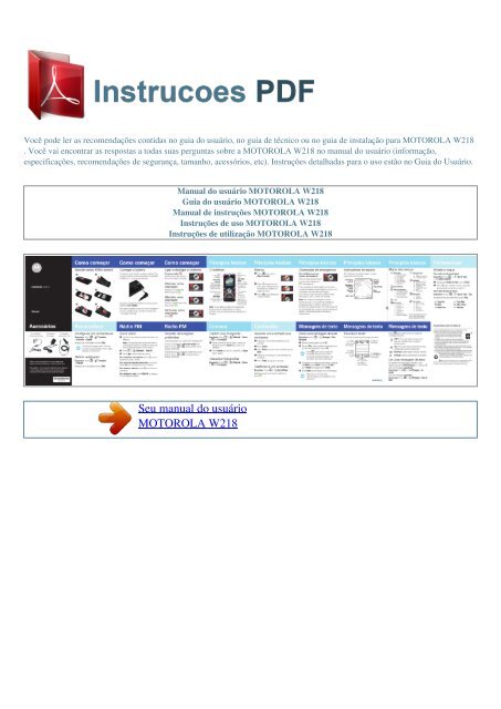 Manual do usuário MOTOROLA W218 - INSTRUCOES PDF