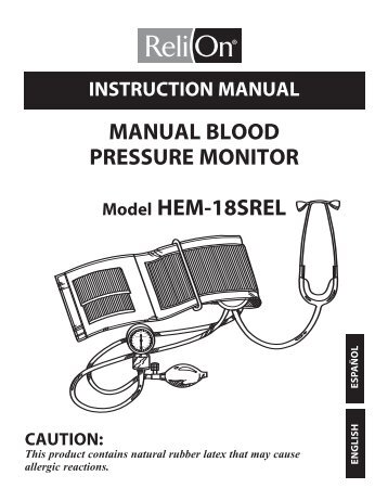 MANUAL BLOOD PRESSURE MONITOR Model HEM ... - ReliOn