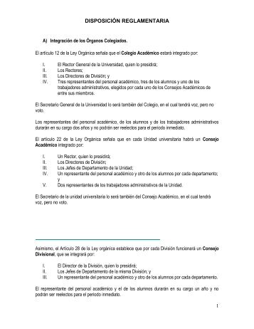 DISPOSICIÓN REGLAMENTARIA - UAM Unidad Cuajimalpa