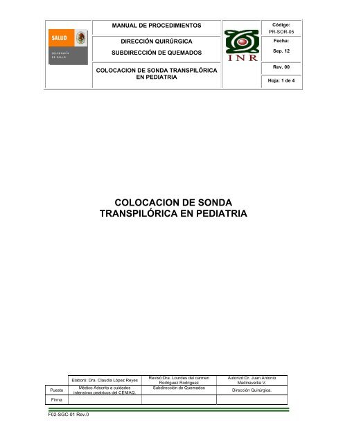 COLOCACION DE SONDA TRANSPILÓRICA EN PEDIATRIA