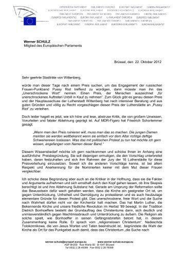 Offener Brief von Werner Schulz - Robert Havemann Gesellschaft