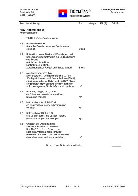 LV HBV-Akustikdecke - Hbv-systeme.de