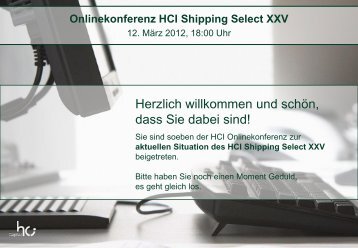 Onlinekonferenz HCI Shipping Select XXV vom 12. März 2012