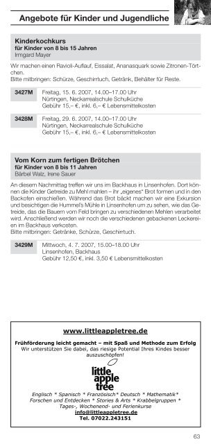 Angebote für Kinder und Jugendliche - Haus der Familie Nürtingen eV