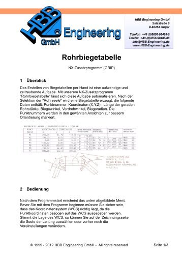 Rohrbiegetabelle - HBB Engineering GmbH