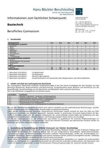 Bautechnik - Informationsabend des Beruflichen Gymnasiums