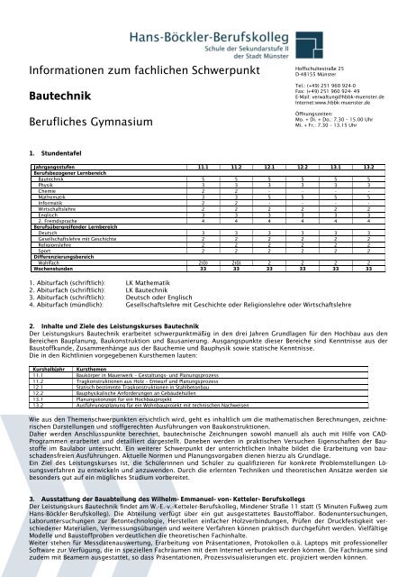 Bautechnik - Informationsabend des Beruflichen Gymnasiums