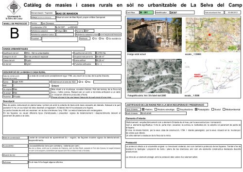 Catàleg de masies i cases rurals en sòl no urbanitzable de La Selva ...