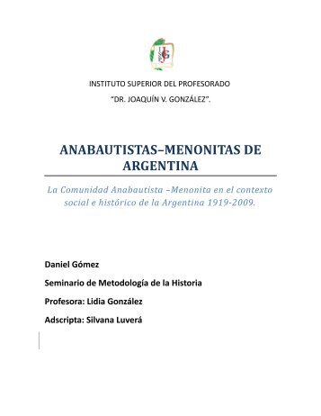 ANABAUTISTAS–MENONITAS DE ARGENTINA - Amlac