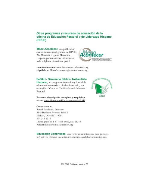 El Catalogo - Mennonite Education Agency