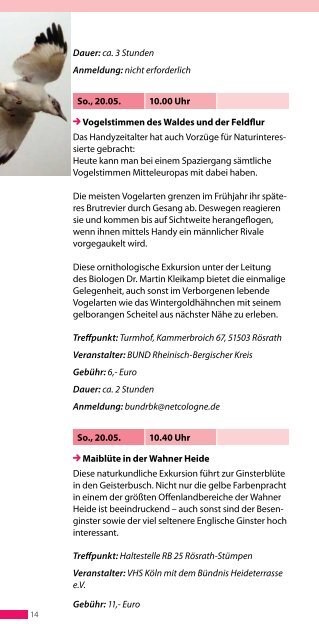 Veranstaltungs- programm 2012 - Forum Wahner Heide / KÃ¶nigsforst