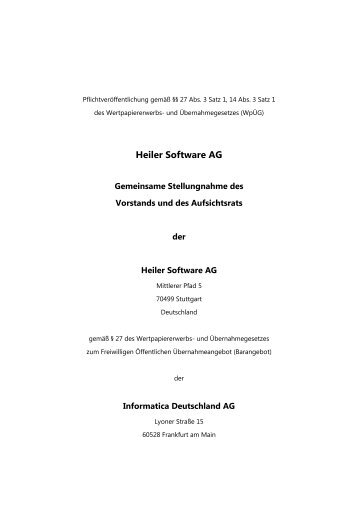 Stellungnahme - Heiler Software AG