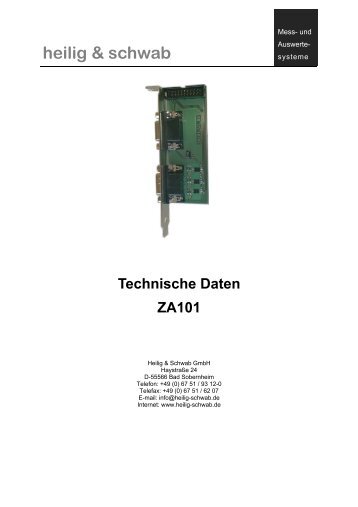 Technische Daten ZA101 - Heilig & Schwab