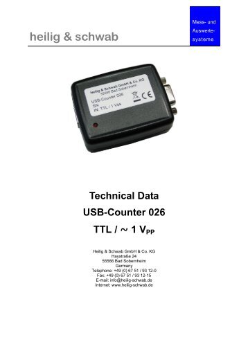 Technical Data USB-Counter 026 - Heilig & Schwab
