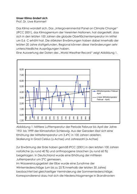 Unser Klima ändert sich Prof. Dr. Uwe Rammert Das Klima wandelt ...