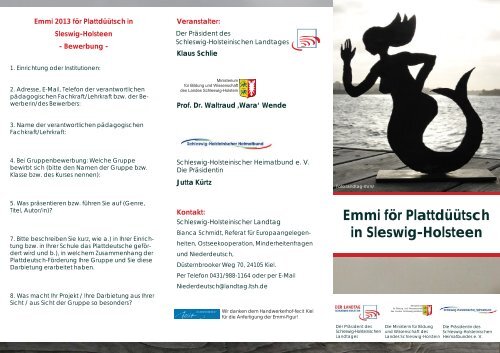 Flyer "Emmi för Plattdüütsch in Sleswig-Holsteen" - Schleswig ...