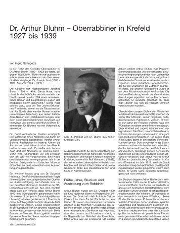 Dr. Arthur Bluhm - Verein für Heimatkunde Krefeld