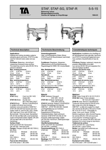 STAF, STAF-SG, STAF-R 1994.03 - TA Hydronics