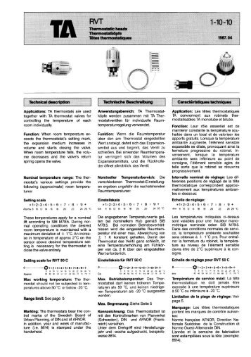 Range limit: See page 5 - TA Hydronics