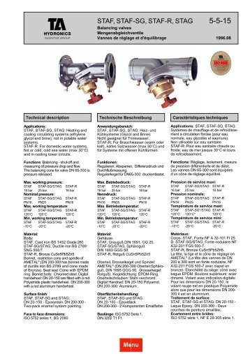 STAF, STAF-SG, STAF-R, STAG - TA Hydronics