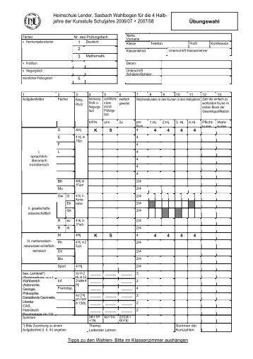 Belegplan-Wahlbogen für die 4 Halbjahre in der Kursstufe ...