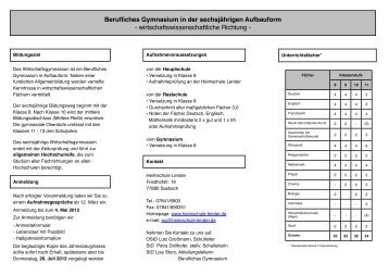 Berufliches Gymnasium in der sechsjährigen Aufbauform ...