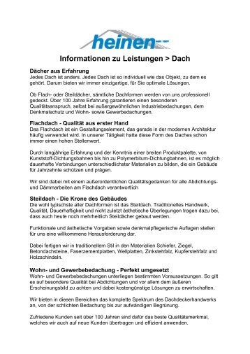 Informationen zu Leistungen > Dach - Karl Heinen GmbH