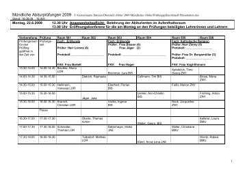 Gedanken zur Organisation der mündlichen Abiturpr