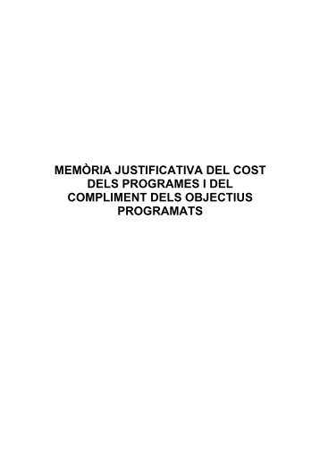 Memòria justificativa del cost dels programes, i - Sabadell