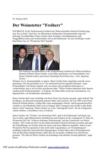 Der Weinstetter "Freiherr" - Heinrich Schmid
