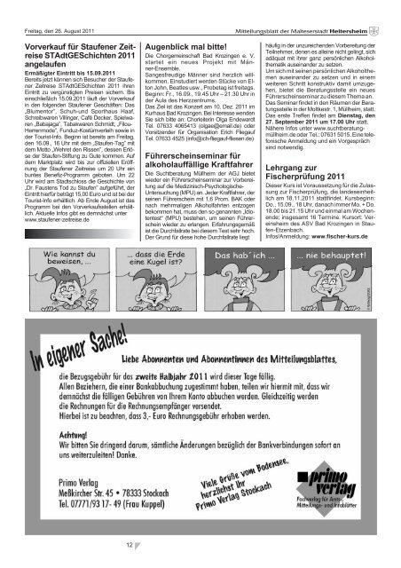 Jahrgang 47 Freitag, den 26.08.2011 Nummer 34 ... - Heitersheim