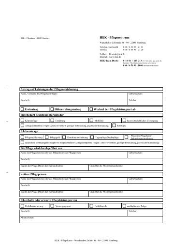 Antrag auf laufende Pflegeleistungen - HEK