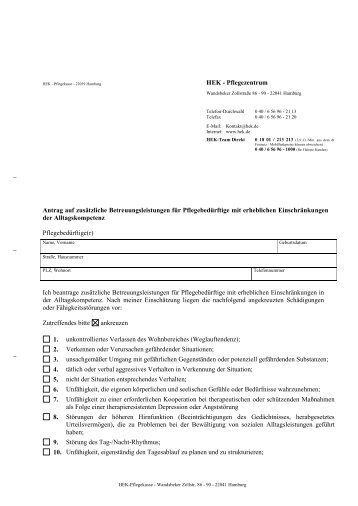 HEK - Pflegezentrum Antrag auf zusätzliche Betreuungsleistungen ...