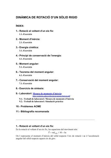 DINÀMICA DE ROTACIÓ D'UN SÒLID RIGID - UdG