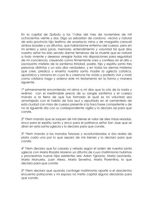 Testamento de Sebastián de Córdoba - Utchvirtual.net