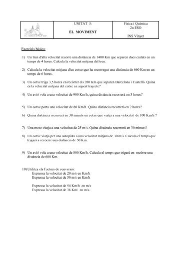 EL MOVIMENT Física i Química 2n ESO INS Vinyet ... - l'Escorial