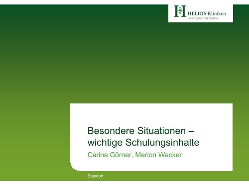 Diabetes: besondere Situationen - HELIOS Kliniken GmbH