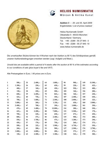 Auktion 3 - Helios Numismatik GmbH