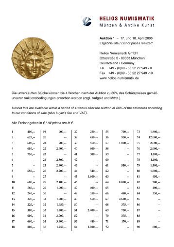 Auktion 1 - Helios Numismatik GmbH