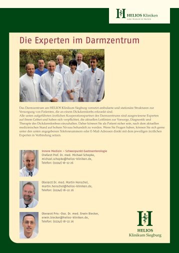 Unsere Experten - HELIOS Kliniken GmbH