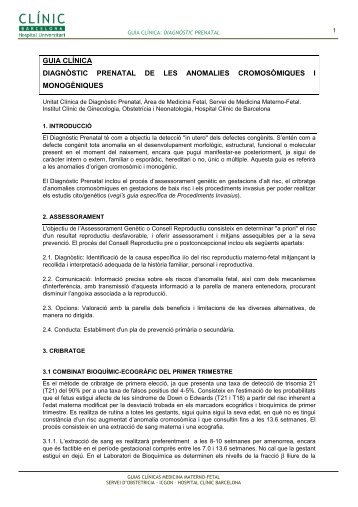 guia clínica diagnòstic prenatal de les anomalies cromosòmiques