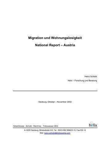 Migration und Wohnungslosigkeit National Report â Austria - Helix