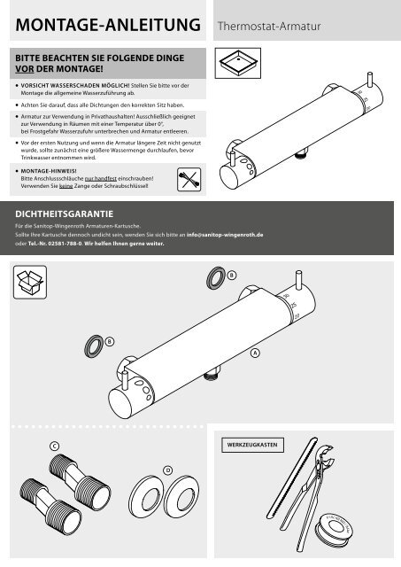 MONTAGE-ANLEITUNG Thermostat-Armatur - Hellweg